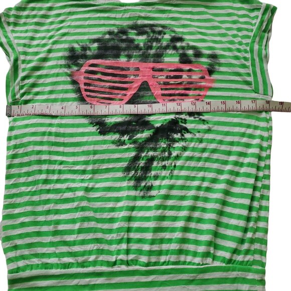 women's striped blouse size Small green/white color graphic - Picture 4 of 5